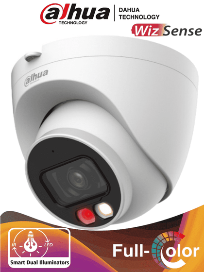 DAHUA IPC-HDW2249T-S-IL - Cámara IP Domo de 2 Megapixeles/ Con Iluminador Dual Inteligente+Full Color/ WizSense/ Lente de 2.8mm/ 107 Grados de Apertura/ 30 Mts de IR y Luz Visible/ Microfono Integrado/ WDR/ Ranura para Micro SD/ SMD Plus/ PoE/