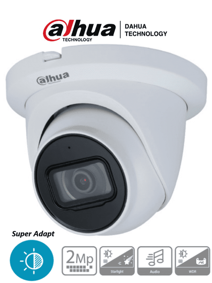 DAHUA HAC-HDW1231TMQ-A - Camara Domo 1080p Super Adapt/ Lente de 2.8mm/ 107 Grados de Apertura/ Microfono Integrado/ IR de 60 mts/ WDR Real de 130 dB/ IP67/ Metal en Domo y Cubierta/ Instalación Rápida/ Soporta: CVI/CVBS/AHD/TVI/