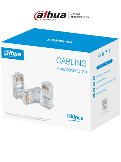 DAHUA DH-PFM976-531 - Caja con 100 Plugs RJ45 Cat5e/ Chapado de Oro de 15 U/ Clasificación de Resistencia al Fuego UL94V-2/ LoNuevo CONEEN MCI1Q125