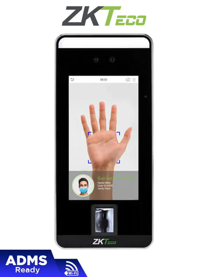 ZKTECO SpeedFaceV5LPWIFI - Control de Acceso y Asistencia Visible Light con Autenticación Facial 6000 Rostros, Huella Digital BioID+ 6000, Tarjeta ID 125 KHz , Verificación por Palma 3000, Soporta 200,000 Eventos y Conectividad TCP/IP o WiFi ZKA