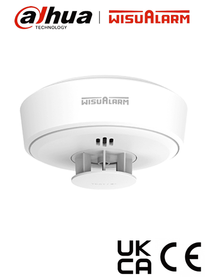 DAHUA WISUALARM HY-HT10A -Detector de Calor Autónomo, Monitoreo Constante de Temperatura, Detección Rápida de Incendios de Clase A1 54°C to 65°C, Sonido de Alarma de 85dB, Certificaciones CE, Batería No Remplazable de hasta 10 años, LoNuevo Wisualarm