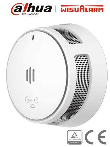 DAHUA WISUALARM DHI-HY-SA40A - Detector de Humo Standalone Autonomo, Sensor Fotoeléctrico, Sonido de Alarma de 85dB, Batería Sellada de hasta 10 años, Alarma Visual y Audible, Certificaciones TÜV and CE, LoNuevo Wisualarm