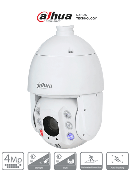 DAHUA DH-SD6C3425GB-HNR-A-PV1 - Cámara IP PTZ 4MP con tecnología Acupick, WizSense y FullColor, iluminador dual inteligente, TiOC, zoom óptico 25x, IR 150m, luz visible 50m, AutoTracking, SMD 4.0, E/S de alarma y audio, IP66, PoE.