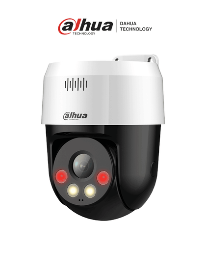 DAHUA DH-SD2A300NB-GNY-A-PV-0400 - Cámara IP PT de 3 MP con Full Color y Disuasión Activa, iluminador dual inteligente, lente fijo, alcance de 30m con IR y luz visible, audio bidireccional, protección IP66, PoE y ranura para microSD./LoNuevo