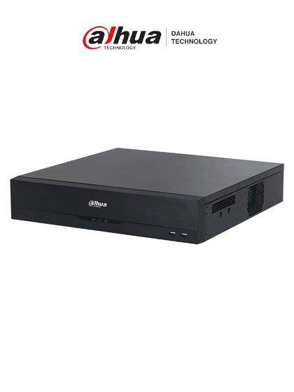 DAHUA DHI-NVR5832-16P-EI -NVR de 32 canales IP 4K con 16 puertos PoE y 8 puertos ePoE. Ofrece tecnología Acupick, detección y reconocimiento facial, SMD, 8 bahías para discos duros y admite RAID 0/1/5/6/10, con un ancho de banda de 384 Mbps.