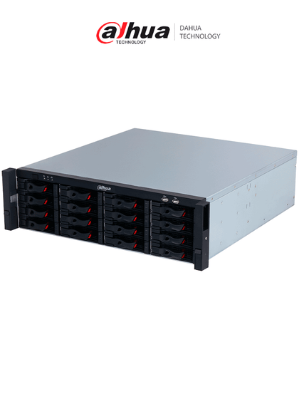 DAHUA DHI-NVR616H-128-XI NVR WizMind de 128 canales con 2U 16HDD 1024 Mbps y RAID. Ofrece detección facial, protección perimetral, SMD Plus e IA avanzada por cámara.