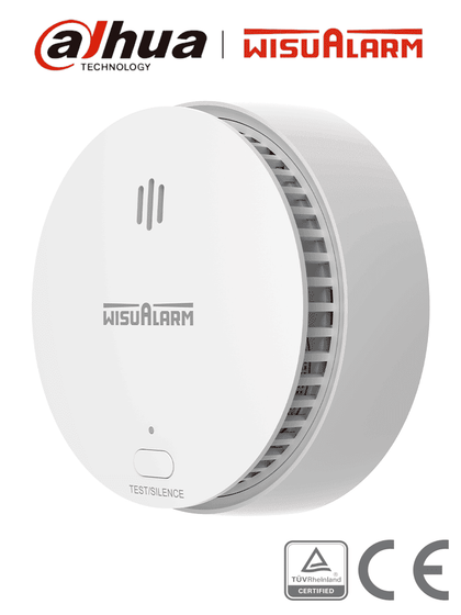 DAHUA WISUALARM HY-SA20A - Detector de Humo Standalone Autonomo, Sensor Fotoeléctrico, Sonido de Alarma de 85dB, Alarma Visual y Audible, Durabilidad de Batería hasta 10 años, Certificaciones TÜV and CE, LoNuevo Wisualarm