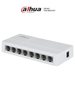 DAHUA DH-SF1008L - Switch de Escritorio con 8 puertos Fast Ethernet 10/100 Mbps, diseño compacto de capa 2, con capacidad de switching de 1.6 Gbps y velocidad de reenvío de paquetes de 1.19 Mpps. Ideal para redes eficientes y compactas.