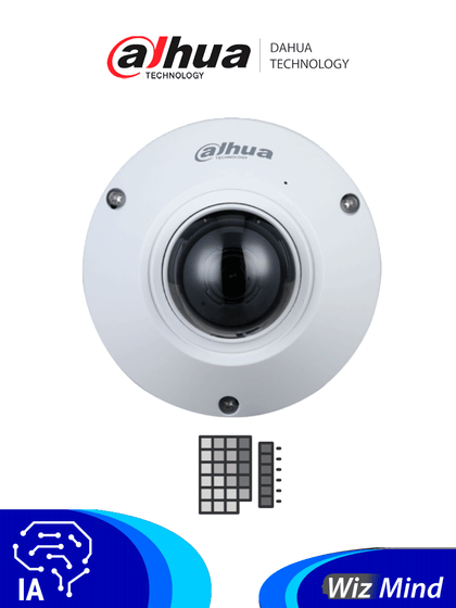 DAHUA IPC-EB5541-AS - Camara IP FishEye de 5 Megapixeles/ WizMind/ 360 Grados/ H.265/ Microfono Integrado + 1 Canal de E&S/ E&S De Alarma/ Mapa de Calor/ Conteo de Personas/ IP67/ IK10/ WDR Real/ PoE