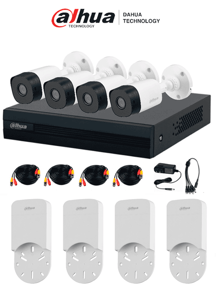 DAHUA KITXVR1B04-I+4C+4S - Kit DVR Cooper-I de 4 Canales con IA, H.265+, incluye 4 cámaras 2MP B1A21N 1080p. Admite 4 canales + 1 IP hasta 5 IP en total. Con SMD Plus para detección de humanos y vehículos. Incluye accesorios y 4 cajas de conexión