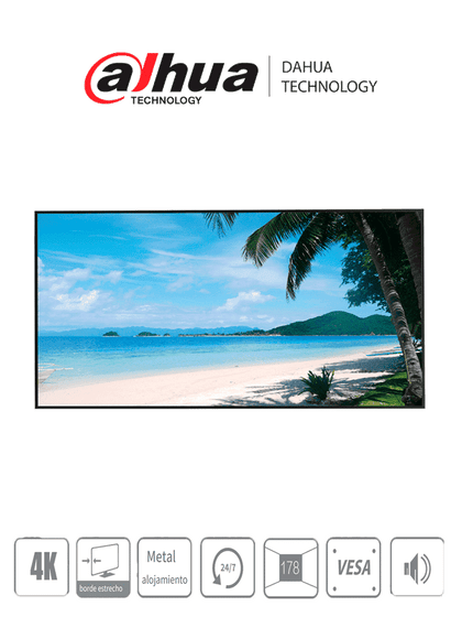 DAHUA LM55S400 - Pantalla 4K 55 pulgadas / Profesional para CCTV / Ultra HD / Panel nivel industrial / 24/7 / Brillo 450 NITS / 6MS / Carcasa de metal