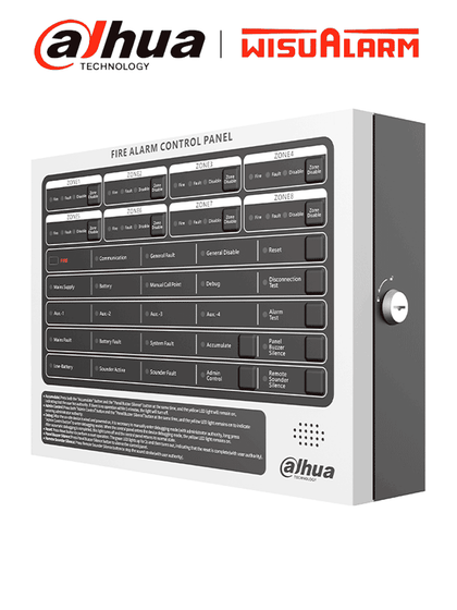 DAHUA WISUALARM DHI-HY-C102-8 - Panel de Alarma Contra Incendios/ Convencional de 8 Zonas/ Hasta 25 Detectores por Zona/ 4 Contactos Secos/ Interfaz RS-485/ Ethernet/ IP30/ Alimentación 90 V CA a 270 V CA/ LoNuevo Wisualarm