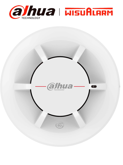 DAHUA WISUALARM DHI-HY-C131 - Detector de Humo Fotoelectrico Convencional de 2 Hilos, Alarma visual y audible Con Cámara Fotoelectrica Dual para Detección Eficiente, Cumple con Estándar EN 54-7:2018, Algoritmo BLC de Ajuste Automático, LoNuevo Wisualarm