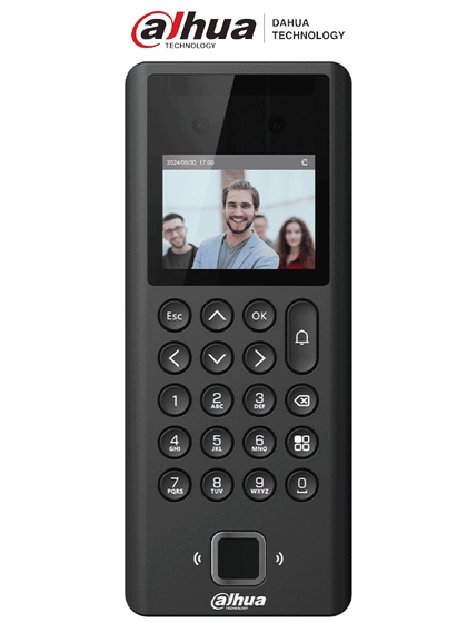 DAHUA ASI3204E -Control de acceso yAsistencia con reconocimiento facial, pantalla de 2.4,soporte para1,000 usuarios y contraseñas asi como3,000 tarjetas Mifare y huellas, 50 administradores y100,000 registros con 99.99% de PrecisiónLoNuevo MCI1Q125 DM