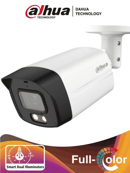 DAHUA HAC-HFW1239TLMN-IL-A - Camara Bullet de 2 Megapixeles/ Iluminador Dual Inteligente + Full Color/ Lente de 2.8 mm/ 107 Grados de Apertura/ Microfono Integrado/ 40 Metros de Iluminación IR y Visible/ WDR Real de 130 dB/ IP67/ VolDH NOV