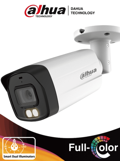 DAHUA HAC-HFW1509TMN-IL-A - Cámara Bullet de 5 MP con Iluminador Dual Inteligente y Full Color. Equipado con lente de 2.8 mm y un ángulo de visión de 111° y con micrófono integrado. Ofrece iluminación visible hasta 40 mts, WDR de 130 dB HDCVI9.0