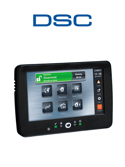 DSC HS2TCHPBLK N - Teclado Cableado de Pantalla Táctil negro de 7’’ con Lector de Proximidad admite 128 zonas compatible con NEO