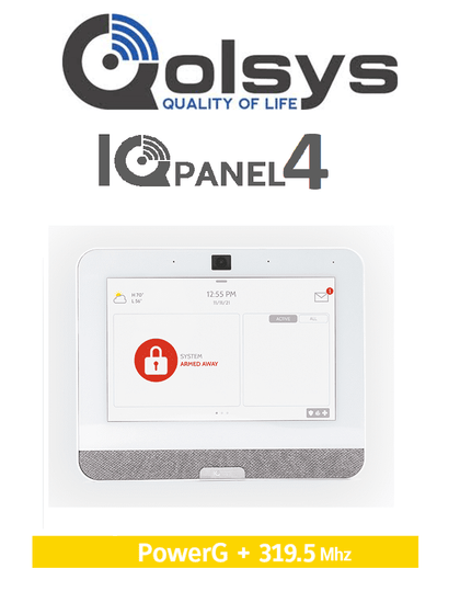 QOLSYS IQP4004 - Sistema de Alarma IQPanel4 Autocontenido , con Pantalla Tactil de 7, Power G 915 Mhz + Qolsys S-Line 319.5 Mhz. Con 4 Bocinas integradas 4W. Para la plataforma Alarm.com