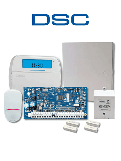 DSC NEO-ICON-SB - Paquete SERIE NEO con panel HS2032 de 8 zonas cableadas expandible a 32/Teclado de Iconos HS2ICN /Sensor PIR LC200- PI Cableado/2 contactos blancos cableados/Transformador/Gabinete GTVCMX003/Sin Batería/