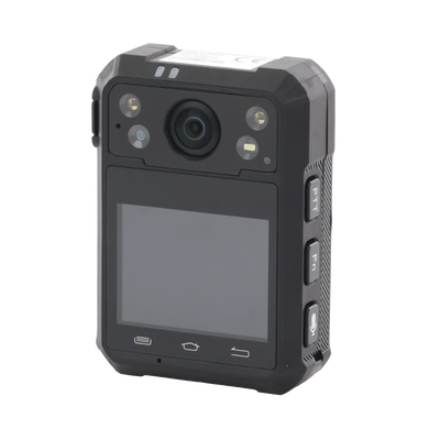 Body Camera Portátil / Grabación a 1920 × 1080p / Pantalla Frontal 1.77 TFT / Conexión Remota 4G / WiFi / GPS / Fotos de Hasta 40 Megapixel / IP68 / H.265 / 128 GB de Almacenamiento / Microfono Integrado