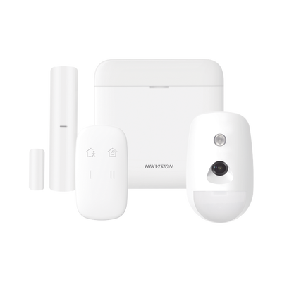 (AX PRO) KIT de Alarma AX PRO / Incluye: 1 Hub con bateria de respaldo / 1 Sensor PIR con Cámara / 1 Contacto Magnético / 1 Control Remoto / WiFi / Compatible con Hik-Connect P2P