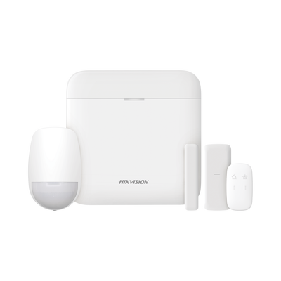 (AX PRO) KIT de Alarma AX PRO / Incluye: 1 Hub con bateria de respaldo / 1 Sensor PIR / 1 Contacto Magnético slim / 1 Control Remoto / WiFi / Compatible con Hik-Connect P2P