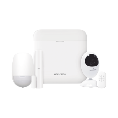 (AX PRO) KIT de Alarma AX PRO / Incluye: 1 Hub con bateria de respaldo / 1 Sensor PIR / 1 Contacto Magnético / 1 Control Remoto / 1 Cámara IP / WiFi / Compatible con Hik-Connect P2P