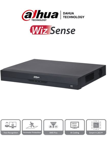 DAHUA DH-XVR5208AN-4KL-I3 - DVR 8 Canales 4k/ WizSense/ IA/ H.265+/ 2 Bahías de Discos Duros/ 8 Canales HDCVI +8 IP/ Hasta 16 Canales IP/ 2 Canales de Reconocimiento Facial/ SMD Plus/ Protección Perimetral/ IoT&POS