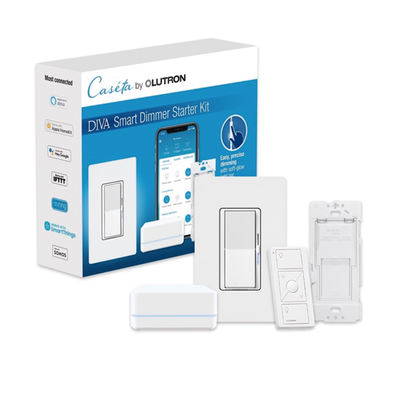 (Caseta Wireless) Kit Hub controlador, atenuador, control remoto PICO, base de pared y tapa.