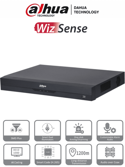 DAHUA XVR4232AN-I - DVR de 32 Canales de 1080p Lite/ WizSense/ H.265+/ Codificación IA/ 2 Bahías de Discos Duros/ 16 Canales con SMD Plus/ Busqueda Inteligente Humanos y Vehiculos/ Salidas de Video, HDMI & VGA