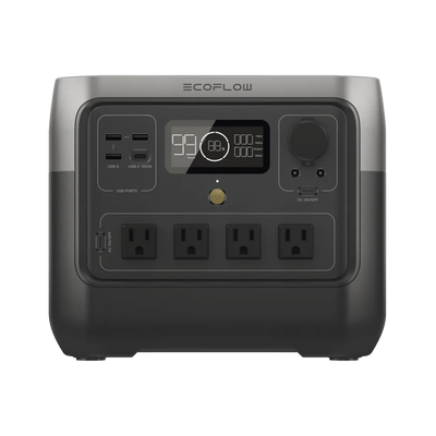 EcoFlow River 2 Pro | Estación de Energía Portátil 768Wh Litio LFP / 4 AC 800W (Max. 1600W) / 1 USB-C 100W / 3 USB -A 12W / Cargador de Coche 10A, 126W Max. / Conectividad WiFi y Bluetooth (App) / Carga Solar 220W Max.