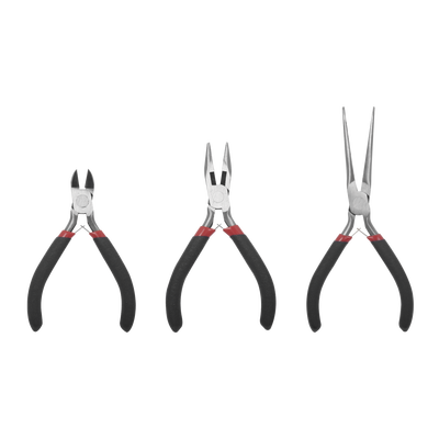 Juego de 3 Mini Pinzas de Corte de 5. Incluye: Pinza de Punta Redonda, Diagonal y Punta de Aguja.