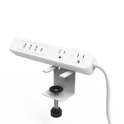 Multicontacto con Montaje para Escritorio / Carga Rápida para 65 W / 3 x Nema 5-15P / 2 x USB-A (5V @3A) / 1 x USB-C (65W)