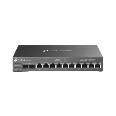 Router Omada VPN / SDN Multi-WAN 1G / Switch con PoE y Controlador / 2 puerto WAN/LAN SFP 1G / 1 Puerto RJ45 WAN / 1 Puerto WAN/LAN RJ45 / 8 Puertos PoE+ LAN RJ45 / 24,980 Sesiones Concurrentes / Administración por Controlador Omada o Stand-Alone