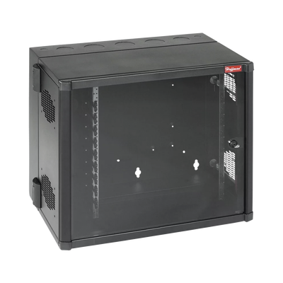 Gabinete AccessPlus de Montaje en Pared de 19in, Rieles Numerados y Roscados #10-32, Puerta con Ventana de Seguridad, 700 mm de Ancho, 637 mm de Profundidad, 12 UR, Color Negro