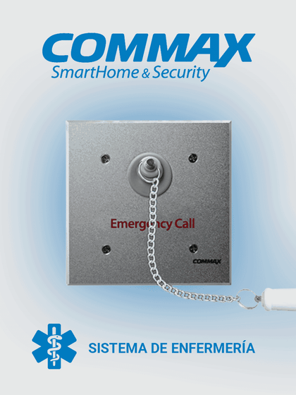 COMMAX ES420 - Botón de emergencia con cadena para sistema de llamado de enfermería / Uso en regaderas, con protección contra agua / Conexión con JNS4CS a 2 hilos / Activa luz de corredor