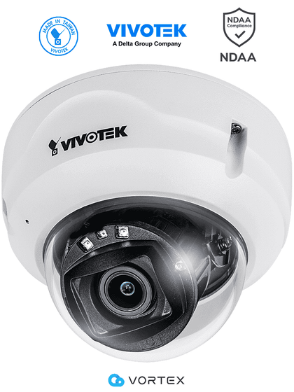 VIVOTEK FD839-EHTV - Cámara IP VORTEX Essential Series domo exterior 5 MP, lente varifocal 2.8-10mm, micrófono integrado, IR 30m, WDR Pro, IP66, IK10, NDAA, almacenamiento interno 256GB