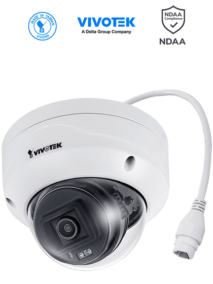 VIVOTEK FD9380-H - Cámara IP domo exterior 5 MP, H.265, lente 2.8mm, Smart IR 30m, WDR Pro, visión SNV, ciberseguridad Trend Micro, ranura MicroSD, protección IP66/IK10, NDAA, ONVIF VTK