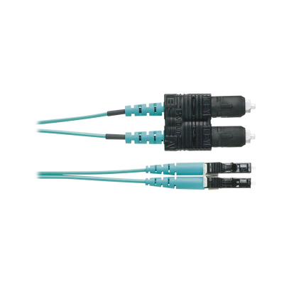 Jumper de Fibra Optica Multimodo 50/125 OM3, LC-SC Duplex, OFNR (Riser), Color Aqua, 1 Metro