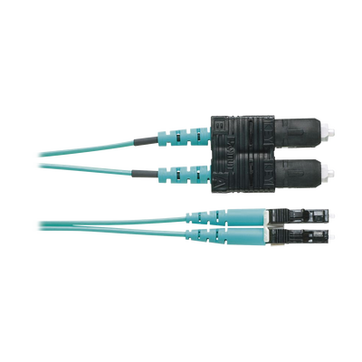 Jumper de Fibra Optica Multimodo 50/125 OM4, LC-SC Duplex, OFNR (Riser), Color Aqua, 3 Metros