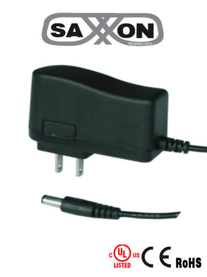 SAXXON PSU12005E - Fuente de Poder Regulada de 12 Vcc 0.5 Amper/ Conector Macho/ Especial para Camaras de CCTV/ Consumo de 5W/