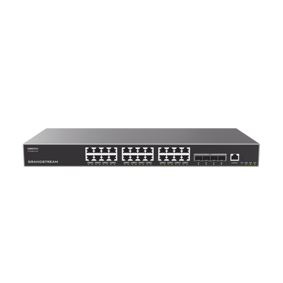 Switch Capa 3 Administrable / 24 puertos 10/100/1000 Mbps + 4 Puertos SFP+ de 10 Gigabits / Compatible con GWN Cloud.