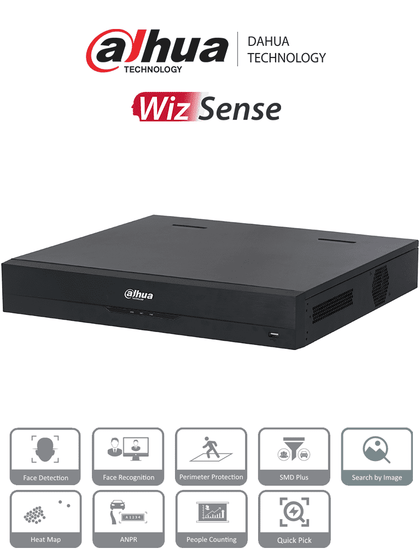 DAHUA DHI-NVR4432-16P-EI - NVR de 8 Megapíxeles/ 4K WizSense/ 32 Canales IP/ 16 Puertos PoE/ 4 Bahías de Discos Duros/ Smart H.265+/ 1 Canal de Reconocimiento Facial/ SMD Plus/ Rendimiento de 256 Mbps/ Quick Pick