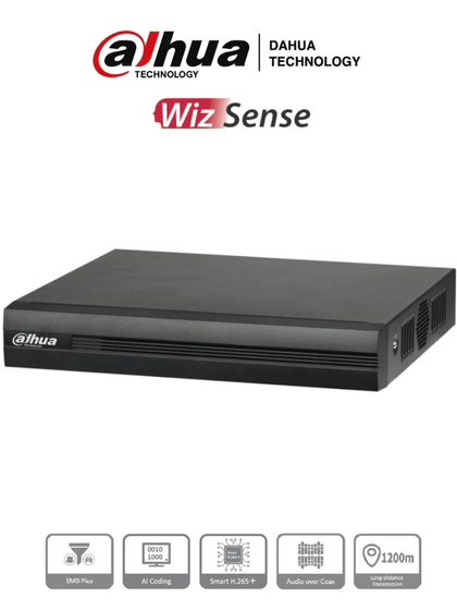 DAHUA XVR1B16H-I - DVR de 16 Canales de 5 Megapixeles Lite/ WizSense/ Cooper-I/ H.265+/ 16 Canales HDCVI +8 IP/ Hasta 24 Canales IP/ SMD Plus/ / 1 Sata de Hasta 16 TB/ Soporta CVI/AHD/TVI/ CVBS e IP/ Funciones POS/ VolDH SerieLaudio TopDahua