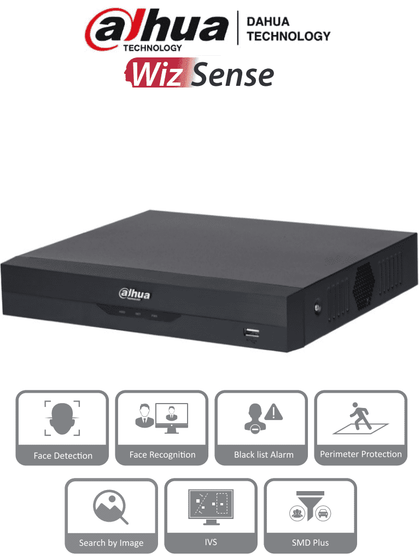 DAHUA NVR2116HS-I2 - NVR de 8 Megapixeles/ 4k/ 16 Canales IP/ WizSense/ Con IA/ Rendimiento de 144 Mbps/ Smart H.265+/ 1 Ch de Reconocimiento Facial o 1 Canal de Protección Perimetral o 4 Canales de SMD/ 1 Puerto SATA 10 TB/ HDMI&VGA/ Onvif/ NVF