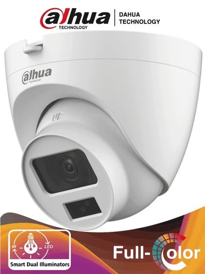 DAHUA HAC-HDW1200CLQN-IL-A - Camara Domo de 2 Megapixeles/ Iluminación Dual Inteligente + FullColor/ Lente de 2.8 mm/ 102 Grados de Apertura/ 20 Metros de IR y Luz Visible/ Microfono Integrado/ IP67/ Soporta: CVI/CVBS/AHD/TVI/