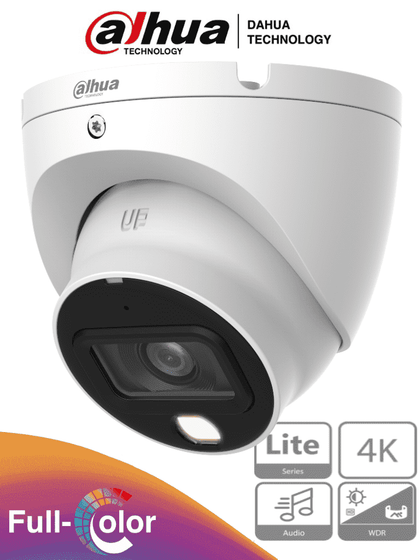 DAHUA HAC-HDW1809TLM-A-LED -Camara Domo Eyeball 4k Full Color/ 8 MP/Lente de 2.8mm/106 Grados de Apertura/ Microfono Integrado/ 20 Metros de Iluminación/ Imagen a Todo Color 27/7/ Super Adapt/ WDR de 120 dB/ Soporta CVI/CVBS/AHD/TVI /MCI2Q125 1CM