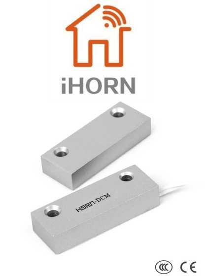 HORN HO03F - Contacto Magnético Alámbrico de Metal. Compatible Con DSC / RISCO / IHORN / Salida N.C.