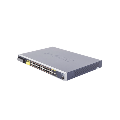 Switch PoE Industrial Capa 3, Con 24 Puertos PoE Gigabit 802.3af/at, 4 Puertos SFP Compartidos 100 / 1000X, Soporta temperaturas extremas de -40 ~ 75°C