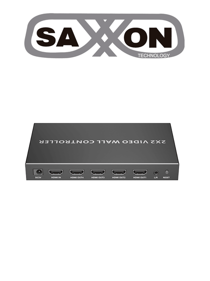 SAXXON LKV104VW- Controlador de Videowall de 2 x 2/ Resolución 1080p a 60 Hz/ Distribuye 1 Entrada HDMI en 4 Pantallas/ Múltiples salidas de video/ 1 Salida de Audio/ Facil Instalación/